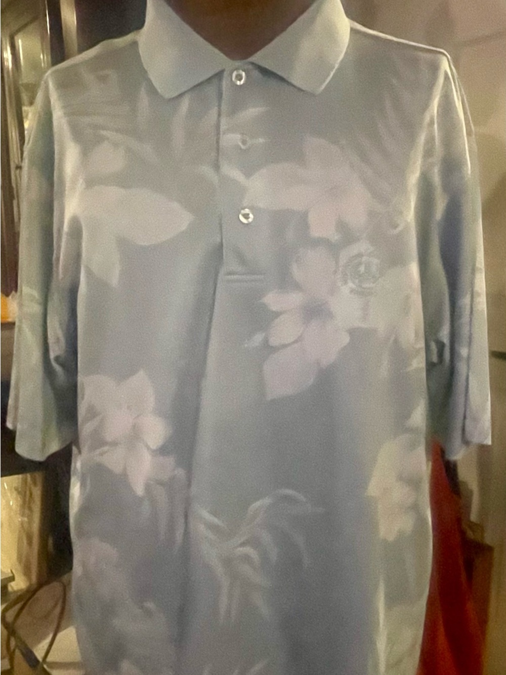 Men's Light Blue XXL  Floral Polo Shirt